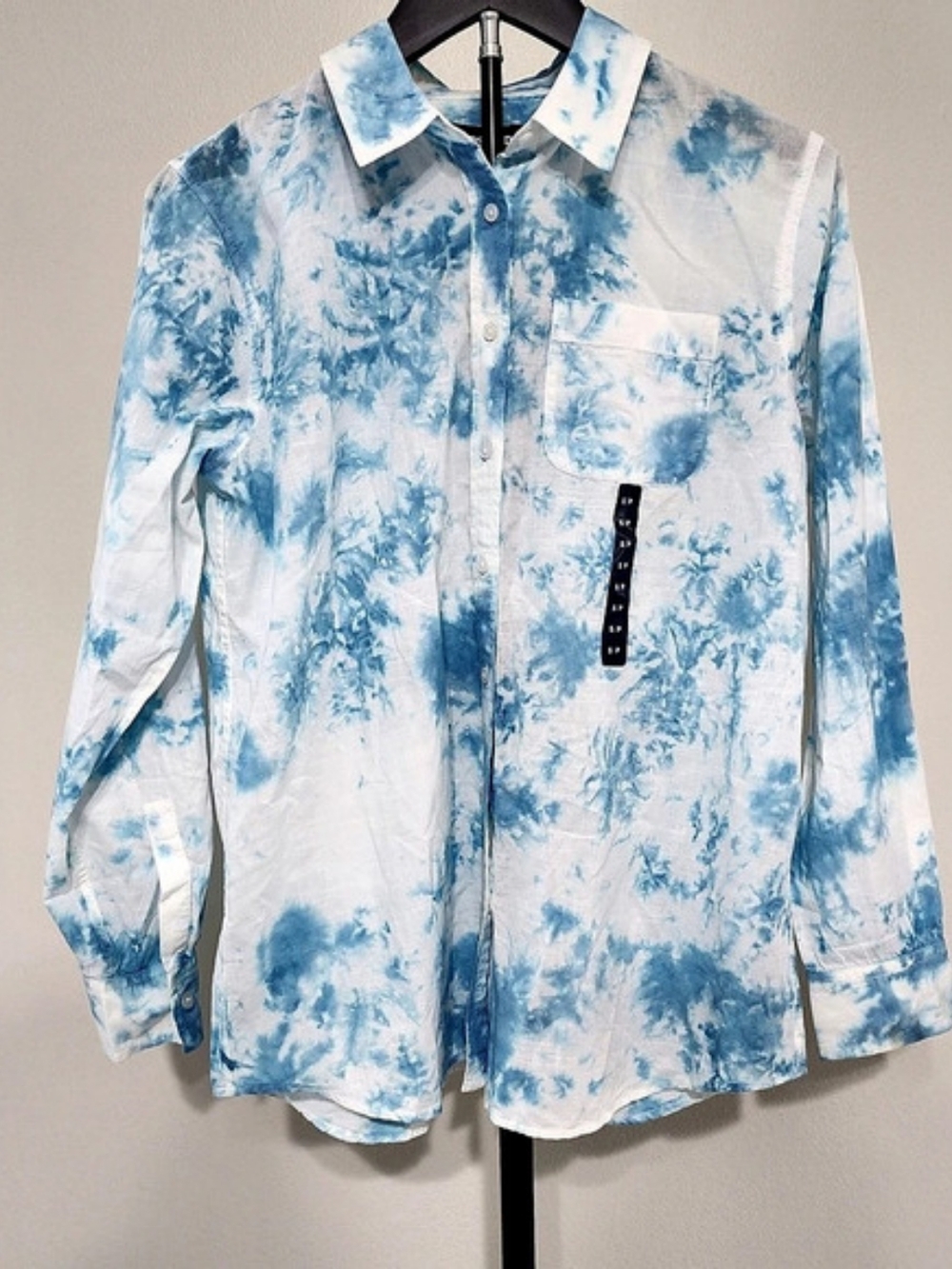 Lands' End Tie-Dye Button Down Shirt in Blue & White Size SP NWT
